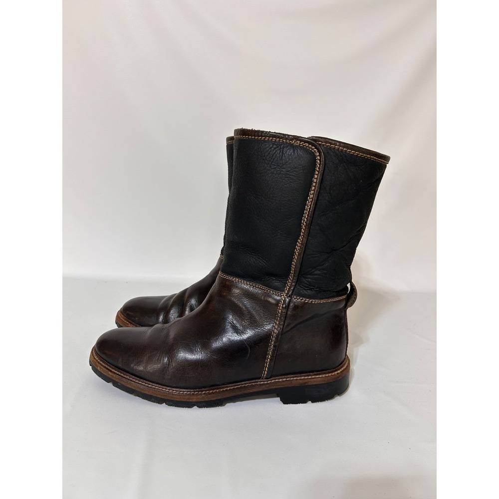Vintage Manuela Pollini Shearling Boots Men Made Italy 42 USA Size 9 Vibram - Picture 9 of 11
